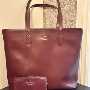 Kate Spade Deep Red Tote and Wallet